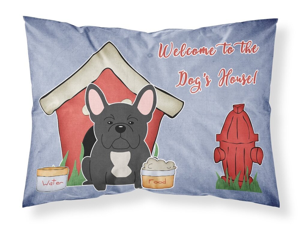 2002 BB2768PILLOWCASE Dog House Collection French Bulldog Black Fabric
